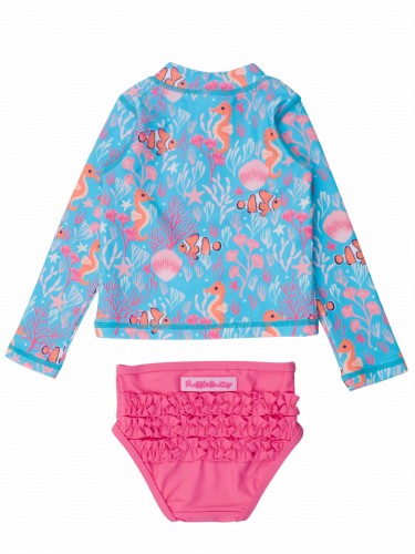 Zestaw UV koszulka i majteczki - Ruffle Butts - Ocean Tides