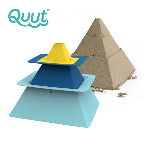 Zestaw foremek do piasku - QUUT - Piramida - Vintage Blue/Deep Blue/Mellow Yellow