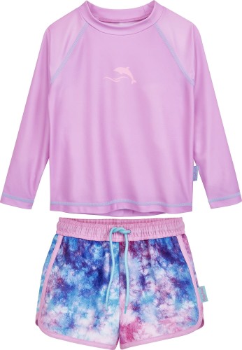 Zestaw UV koszulka z długim rękawem i spodenki - Playshoes - Batik - Fiolet