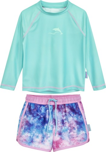 Zestaw UV koszulka z długim rękawem i spodenki - Playshoes - Batik - Turkus