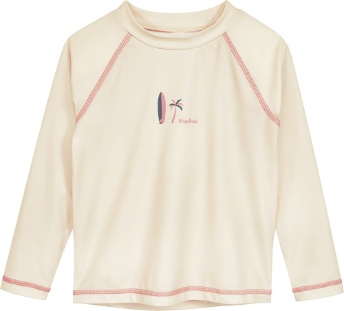 Koszulka UV dla dzieci Playshoes – deska surfingowa palma – ecru – długi rękaw
