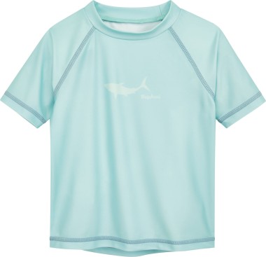 Miętowa koszulka UV dla chłopca Playshoes – shark – krótki rękaw