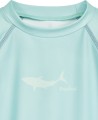 Miętowa koszulka UV dla chłopca Playshoes – shark – krótki rękaw