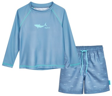 Zestaw UV dla chłopca Playshoes – shark – długi rękaw + szorty – niebieski