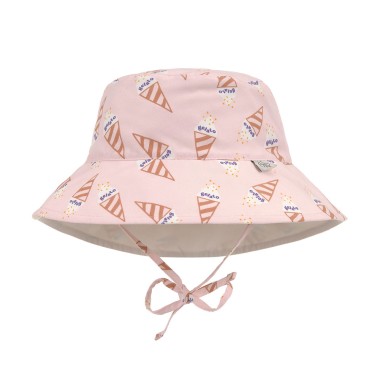 Dwustronny kapelusz UV dla dzieci Lassig UV 80 - Ice Cream Pale Pink